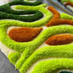 Modern 3D Green Textured Handmade Tufted Rug - Sculptural Contemporary Floor Art Minimalist Fiber Decor - thumbnail 2