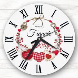 Grey Fianc??e Love Lock Anniversary Valentine's Day Gift Personalised Clock