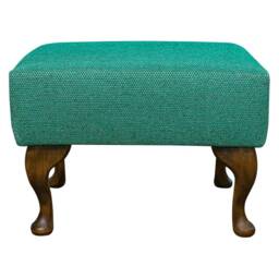 Luxe Handmade Green Small Footstool - Aquaclean Technology Fabric Pet Friendly & Washable British Bespoke Made - thumbnail 2