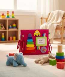 Toddler Quiet Book Montessori Sensory Book, 10 Pages - thumbnail 1