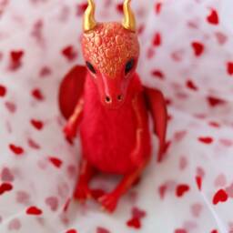 Feilong - Red Dragon, Baby Dragon Figurine, Plush Toy, Stuffed Fantasy Animal, Polymer Clay Dragons, Art Doll - thumbnail 4