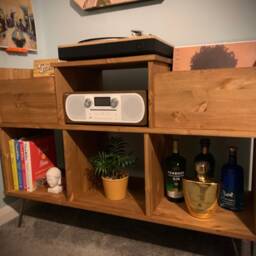 Record Player Stand Handcrafted Turntable Cabinet With Vinyl Storage, Holder & Lp Storage Unit Customised Sizes/ Colours - thumbnail 2