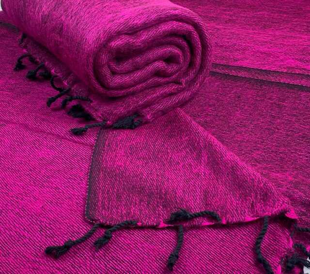 Yak Wool Magenta Blanket Soft Oversized Shawl/Throw Meditation Wrap Handmade Nepal - image 1
