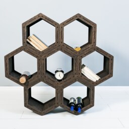 Bookcase Cabinet Bookself Shelving Unit Housewarming Gift Plant Stand Hexagon Shelf Wooden Storage - thumbnail 3