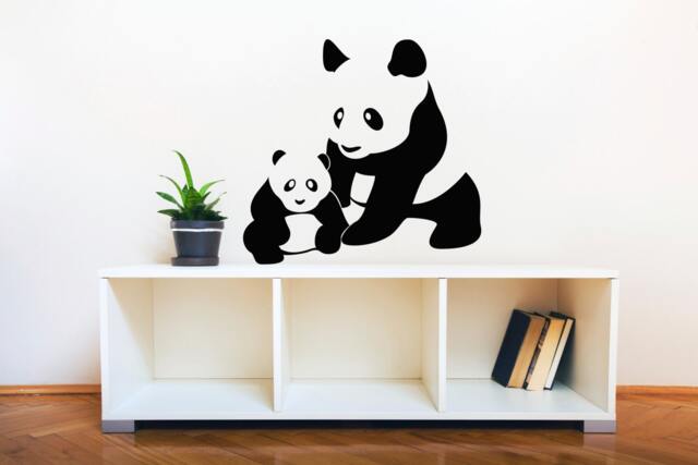 Mom & Baby Panda - Wall Decal Custom Vinyl Art Stickers - image 1