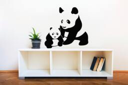 Mom & Baby Panda - Wall Decal Custom Vinyl Art Stickers - thumbnail 1