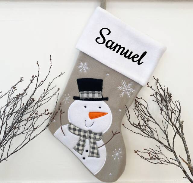 Custom Embroidered Personalized Christmas Snowman Stockings - Xmas Gonk Reindeer Santa - The Couture Cushion