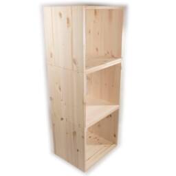 3 Tier Wooden Bookcase Shelving Display Storage Unit - Freestanding Cube Cabinet Shelf Rack Floor Standing Craft Pine Natural Solid Wood - thumbnail 3