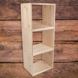 3 Tier Wooden Bookcase Shelving Display Storage Unit - Freestanding Cube Cabinet Shelf Rack Floor Standing Craft Pine Natural Solid Wood