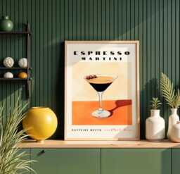 Espresso Martini Wall Art Print Retro Cocktail Poster - Bar Decor - thumbnail 1