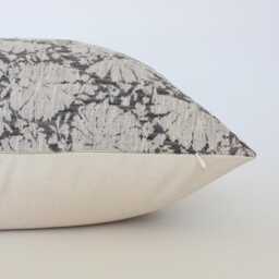 Dark Gray Lumbar Pillow, Cushion Cover For Sofa, Charcoal Throw Designer Floral Pillow Case Couch -- Charlotte - thumbnail 3