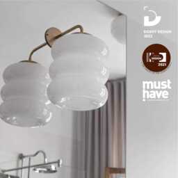 White Glass Wall Lamp With Brass in Art Deco Style, Milk Sconce Lighting, Opal Fixture - thumbnail 2