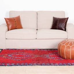Red Boujaad Rug, Moroccan Rug 3x5 Ft, Authentic Handmade Berber Carpet, Genuine Wool Rug, Area Tapis Berbere, Teppich - thumbnail 2