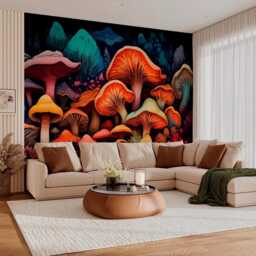 Magic Mushrooms Wall Mural Kids Room Sticker Nursery Fairytale Wallpaper Customizable Design Mushroom Removable Wall Decals - thumbnail 3