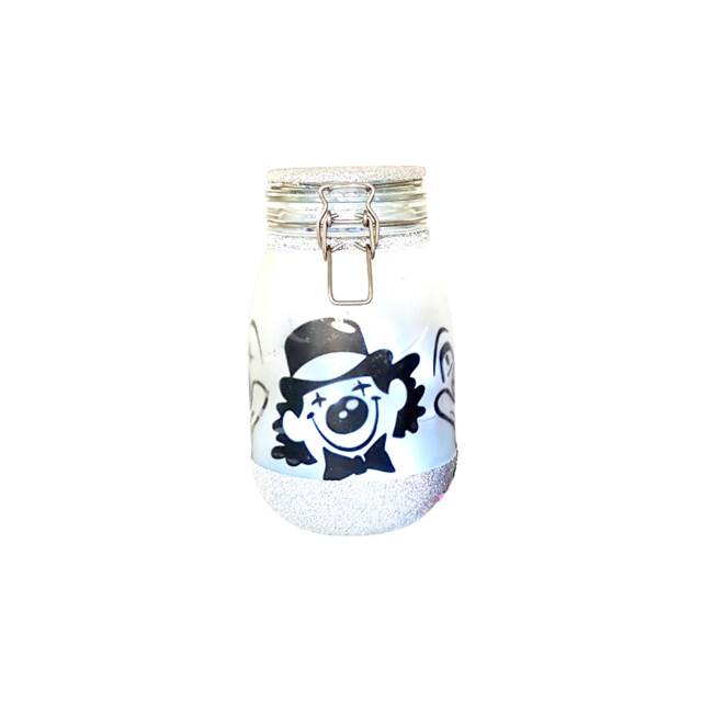 Clown Night Light, Circus Lamp, Nursery Decor, Decal, Bedroom, Party Large Fairy Light Up Jar - image 1
