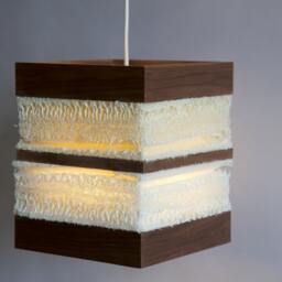 Loofah Cube Pendant Light - Walnut & Vegetable Sponge Handmade Pendant Mood Lighting - thumbnail 2