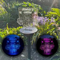 Personalised Flowers & Bees Led Garden Colour Changing Solar Light Stake - thumbnail 1