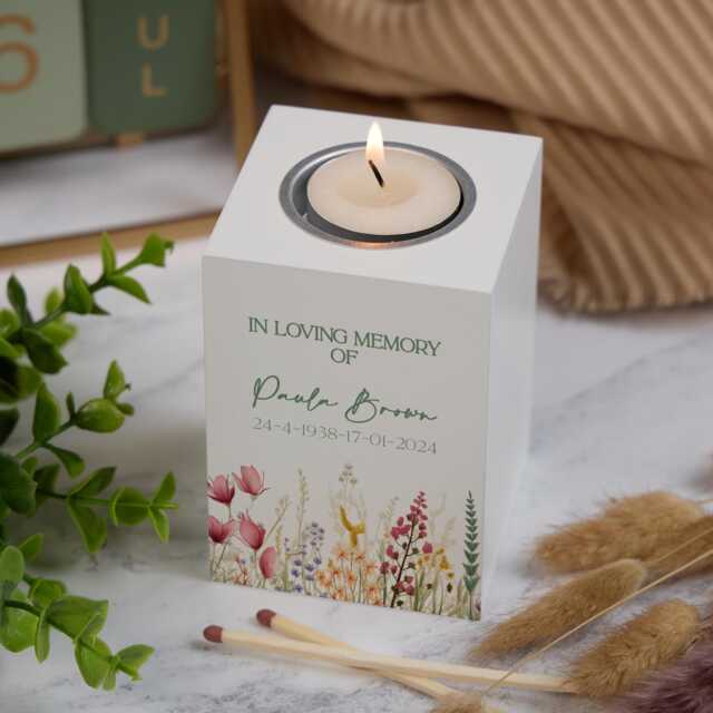 Custom Remembrance Tea Light Candle Holder For Memorial Personalised Condolence & Sympathy Gifts - image 1