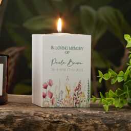 Custom Remembrance Tea Light Candle Holder For Memorial Personalised Condolence & Sympathy Gifts - thumbnail 2
