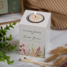 Custom Remembrance Tea Light Candle Holder For Memorial Personalised Condolence & Sympathy Gifts - thumbnail 1