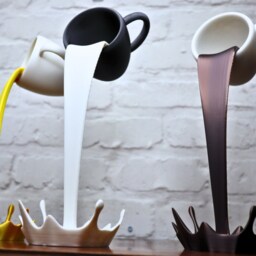 Gravity-Defying Liquid Sculpture, Frozen in Time, A Cup Pouring Liquid -Unique Decor That Is Great For Gifts Coffee, Milk, Gold? You Choose - thumbnail 2