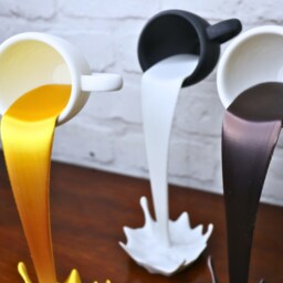 Gravity-Defying Liquid Sculpture, Frozen in Time, A Cup Pouring Liquid -Unique Decor That Is Great For Gifts Coffee, Milk, Gold? You Choose - thumbnail 3