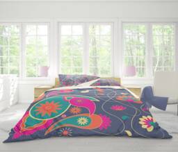 Large Paisley Duvet Cover, Bedding, Queen Cover, Boho Duvet, Blue Duvet, Paisley Bedding, Floral Bedding, King Duvet, Oriental - thumbnail 1