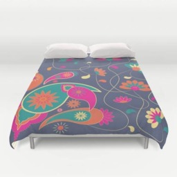 Large Paisley Duvet Cover, Bedding, Queen Cover, Boho Duvet, Blue Duvet, Paisley Bedding, Floral Bedding, King Duvet, Oriental - thumbnail 2