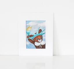 Teddy Bear Statue Of Liberty - Small Print, Nursery Painting, Art, Kids Room Decoration, Wall Art, New York Scenery, Nursery Decoration - thumbnail 1
