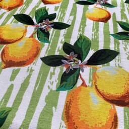 Cushion Cover With Lemons & Green Striped Theme - Double Sided Printing On Soft Chenille Fabric Different Size Options Oeko-Tex?? - thumbnail 2