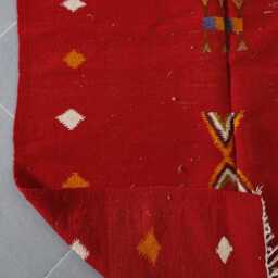 Red Moroccan Kilim Rug Handmade Berber Wool Carpet, Tribal Boho Decor - thumbnail 4