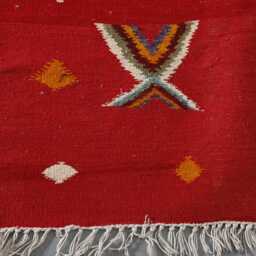 Red Moroccan Kilim Rug Handmade Berber Wool Carpet, Tribal Boho Decor - thumbnail 3
