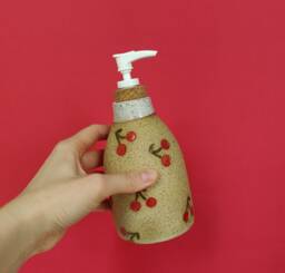 Handmade Ceramic Soap Dispenser in Cherry - thumbnail 1