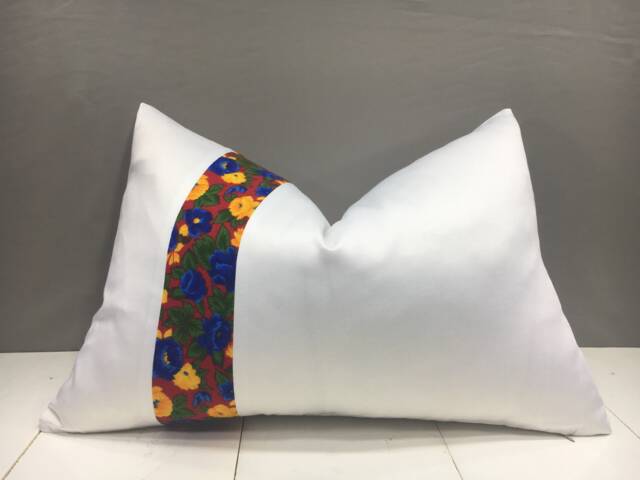 Floral Silk Ikat Pillow Cover, Handwoven Accent - 16x24 - image 1