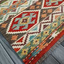 Tribal Kilim Rug, Handmade Artisan Afghan Turkish Navajo Bohemian Flatweave Natural Sheep Wool Rug 178x118 cm - thumbnail 2