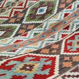 Tribal Kilim Rug, Handmade Artisan Afghan Turkish Navajo Bohemian Flatweave Natural Sheep Wool Rug 178x118 cm - thumbnail 4