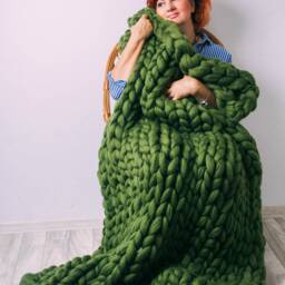 Giant Knit Blanket, Chunky Blankets & Throws, Super Chunky Thow, Throw Yarn, Knits - thumbnail 3