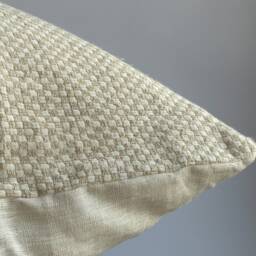 Vintage Hmong Hemp Pillow Neutral Striped Lumbar Throw - thumbnail 4