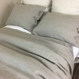 Dark Linen Duvet Cover With Knot Ties, Natural Bedding, Twin, Queen, King, California King Or Custom Size - thumbnail 2