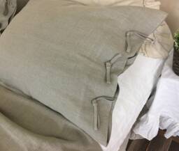 Dark Linen Duvet Cover With Knot Ties, Natural Bedding, Twin, Queen, King, California King Or Custom Size - thumbnail 1