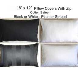 "12x18 Tempur Travel Pillow Cover White Black Cotton Sateen Thread Count Small 45x30cm Oblong Case Pillowcase 18""x12" - thumbnail 1