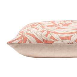 Willow Leaves Cushion Cover in Coral Pink. Organic Linen-Blend Fabric. Botanical Nature-Inspired Print. 17x17 - thumbnail 2