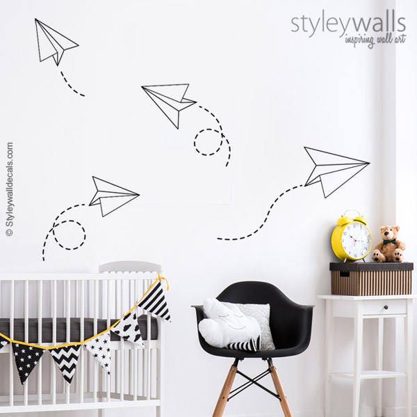 Origami Airplanes Wall Decal, Sticker, Geometric Decal For Nursery Office Home Living Room Decor - image 1