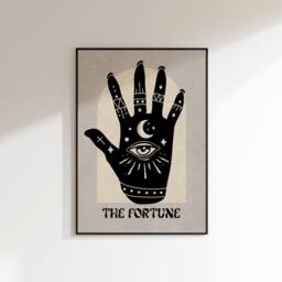 The Fortune Tarot Card Style Print - Bohemian Mystical Poster, Spiritual Art, Celestial Sun Moon Decor, Occult, Palmistry, Teller - thumbnail 2