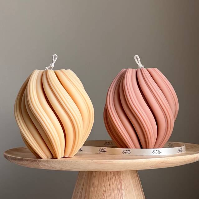Large Swirl Soy Wax Candle - Home Decor - image 1