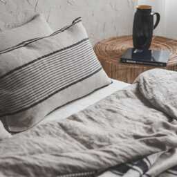 French Style Linen Pillowcase With Green Stripes, Natural Cushion Cover, Throw Pillow Heavyweight Soft Pillowcase - thumbnail 4