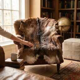 Genuine Brown White Goat Skin Rug - Natural Animal Hide Throw, Rustic Decor - thumbnail 4