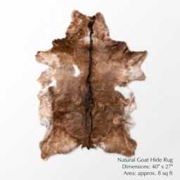 Genuine Brown White Goat Skin Rug - Natural Animal Hide Throw, Rustic Decor - thumbnail 2