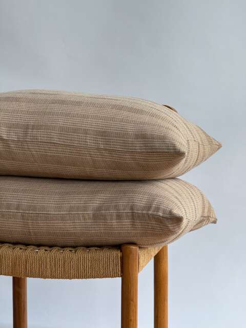 Brown Striped Pillow Case Linen Hemp Blend, Neutral Farmhouse Decor - image 1