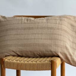 Brown Striped Pillow Case Linen Hemp Blend, Neutral Farmhouse Decor - thumbnail 2